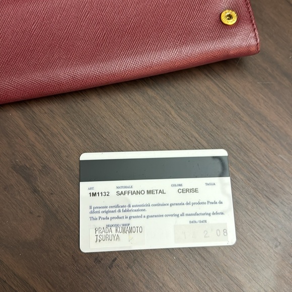 Authentic Prada Long Wallet Saphiano Leather- Burgundy Color - Picture 6 of 8